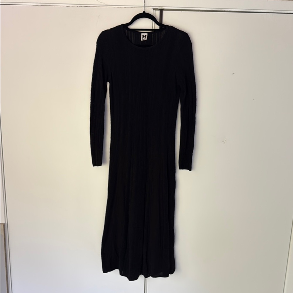 M Missoni Wool Blend Long Sleeve Knit Midi Dress